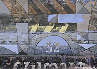 Лодки и паровозы. 2007, инсталляция, бумага, коллаж, смешанная техника, 3 части, 2,5 х 61 х 86 см., (всего 72 части)
