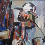 Self-portrait in white hat