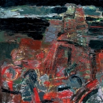 Construction of the tower. 1992, oil on canvas, 130 x 150 sm., Collection of the State Tretyakov Gallery