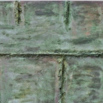 Green. 1997. Oil on canvas, collage, 74,3 x 119,5 cm. Collection of The State Russian Museum. Saint Petersburg.