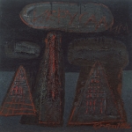 Jerusalem. 1992, oil on canvas, collage, 95 x 94 sm. Private collection